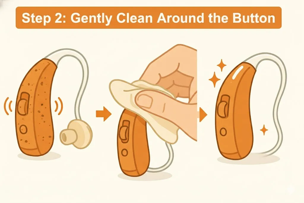 Gently Clean Around the Button